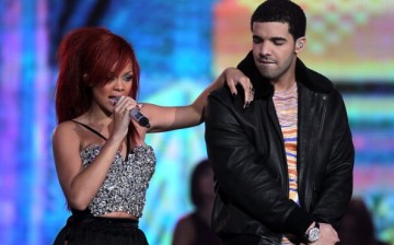 Drake and Rihanna performing at the 2011 NBA All-Star game halftime show on February 20, 2011 in Los Angeles.