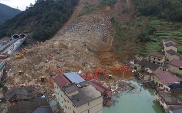 The site of the landslide in Taining, Fujian Province. Officials warned that there could be more such disasters in the area due to heavy downpour. 