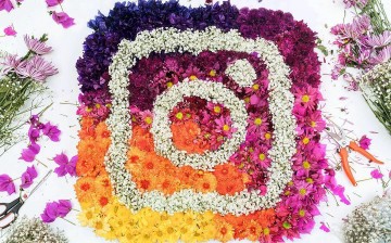 A picture showing the new logo of Instagram made with different flowers. 