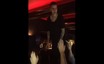 Justin Bieber dances to Justin Timberlake's 'My Love' at a nightclub in Boston
