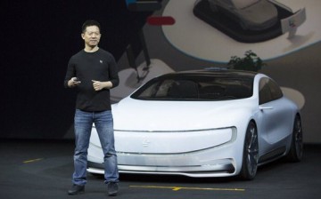 The LeSEE electric car as unveiled by LeEco CEO Jin Yueting during the Beijing Auto Show. 