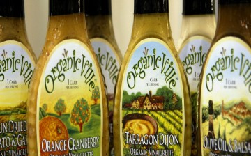 Organicville of Emeryville, California introduces their line of organic, low-carb salad dressings at the Food Marketing Institute show May 4, 2004 in Chicago, Illinois. 