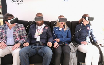 Team USA athletes Paige Railey  and other guests attend Samsung's Virtual Reality Experience Powered by Gear VR during the 2016 Road to Rio Tour in Times Square on April 27, 2016.