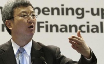 International Monetary Fund (IMF) Deputy Managing Director Zhu Min speaks before an international financial forum.