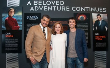 Neil deGrasse Tyson, Ann Druyan and Rainer Gombos at Fox and National Geographic Channel presents a screening of Cosmos A Spacetime Odyssey.
