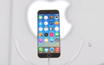 An iPhone 7 stands before its official Apple logo as seen in the official trailer of iPhone 7.