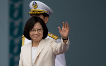 Taiwan President Tsai Ing-wen waves to the supporters at the celebration of the 14th presidential inauguration on May 20, 2016, in Taipei, Taiwan.