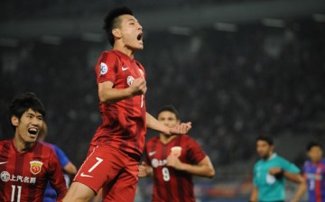 Shanghai SIPG midfielder Wu Lei celebrates his goal against FC Tokyo in the AFC Champions League round-of-16 competitions.