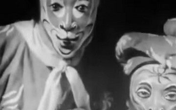 Two Beijing opera actors playing soldiers of the Monkey King as featured in the black-and-white 1957 documentary film, “Inside Red China,” by New Zealander Rudall and Ramai Hayward.