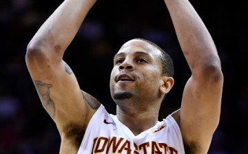 Bryce Dejean-Jones  shoots against the Oklahoma Sooners in the first half during a semifinal game of the 2015 Big 12 Basketball Tournament at Sprint Center on March 13, 2015 in Kansas City, Missouri.
