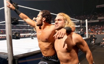 Fandango and Tyler Breeze are celebrating their win against Goldust and R-Truth on SmackDown.