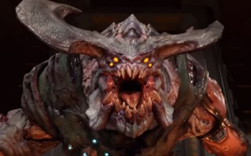 The Cyberdemon boss from Doom 2016, which contains satanic imagery in the soundtrack