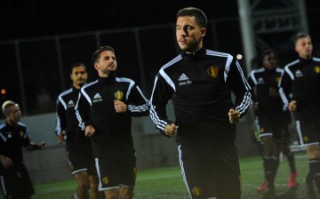 Eden Hazard (R) leads the Belgium national team with Vincent Kompany injured.
