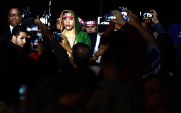 Julio Cesar Chavez Jr. makes his way to the ring to fight Andrzej Fonfara during the WBC light heavyweight title fight at StubHub Center on April 18, 2015 in Los Angeles, California.
