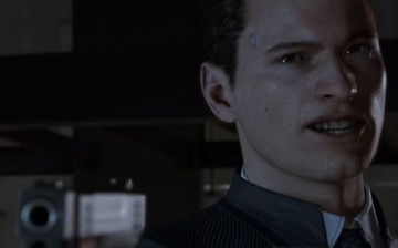 Connor the Android pulls a gun on Detroit: Become Human