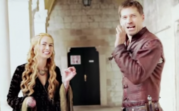 Nikolaj Coster-Waldau films a scene with Lena Headey who plays his twin sister Cersei Lannister.  