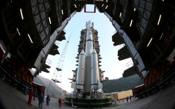 A Chinese Long March carrying the lunar probe is docked at the Xichang Satellite Launch Center in Liangshan, Sichuan Province.  