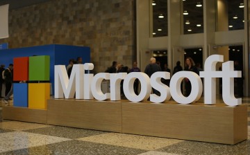 A Microsoft logo is seen during the 2015 Microsoft Build Conference on April 29, 2015 at Moscone Center in San Francisco, California.