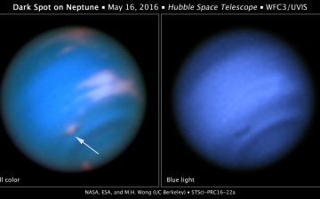 This new Hubble Space Telescope image confirms the presence of a dark vortex in the atmosphere of Neptune.