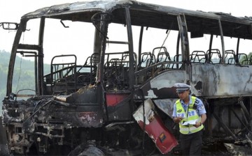 One of the survivors said that the fire started at the back of the bus.