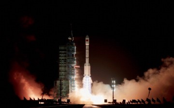 A Long March 2F rocket lifts off on Sept. 29, 2011, in Jiuquan, Gansu Province of China. A more powerful version of the rocket, the Long March-7, successfully launched earlier this week.
