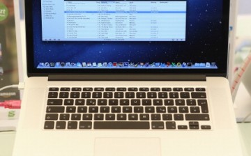 An Apple MacBook Pro laptop computer with Retina display stands on a table at a Gravis Apple retailer on Nov. 6, 2012 in Berlin, Germany. 