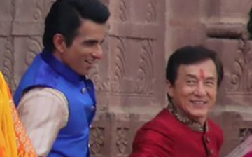  Indian actor-model Sonu Sood dances with Jackie Chan in a scene in 