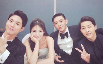 South Korean actors Park Bo-Gum, Song Hye-Kyo, Yoo Ah-In and Song Joong-Ki attend the 52nd Baeksang Art Awards on June 3, 2016.