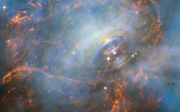 The violent heart of the Crab Nebula located 6,500 light years away.
