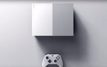 Microsoft reveals the upcoming Xbox One S console, which will be slimmer compared to the original Xbox One console.