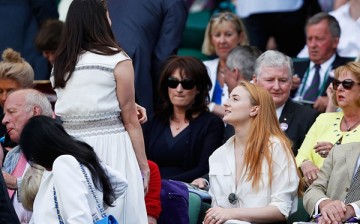 'Game of Thrones' Sophie Turner watches on from The Royal Box as Serena Williams of The United States plays Elena Vesnina of Russia on day 10 of the Wimbledon Lawn Tennis Championships on July 7, 2016 in London, England. 