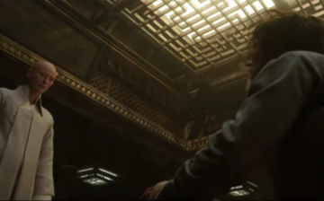 Doctor Stephen Strange (Benedict Cumberbatch) faces the Ancient One (Tilda Swinton).    