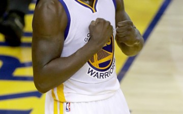 Draymond Green shows his emotion during Game 7 of the 2016 NBA Finals versus the Cleveland Cavaliers.