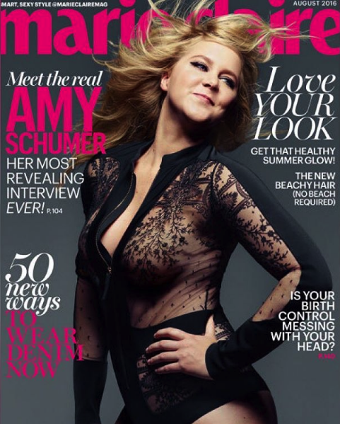 Amy Schumer on the cover of Marie Claire's August issue.
