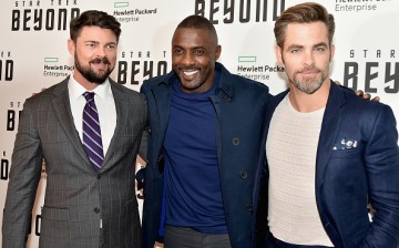 (L-R) Karl Urban, Idris Elba and Chris Pine attend the 'Star Trek Beyond' New York Premiere at Crosby Street Hotel on July 18, 2016 in New York City.    