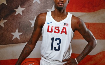 Paul George poses for a Team USA photo in Las Vegas, Nevada.