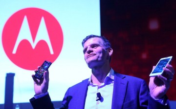 Dennis Woodside, chief executive officer of Motorola Mobility, introduces three new smartphones under its Razr brand that will become available for Verizon customers on September 5, 2012 in New York City.
