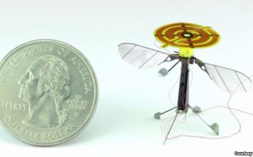 The RoboBee beside a small coin. The minuscule robot is expected to have a wide range of applications once it is made available. 