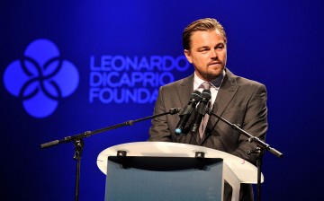  Leonardo DiCaprio speaks on stage at the Dinner & Auction during The Leonardo DiCaprio Foundation 3rd Annual Gala.