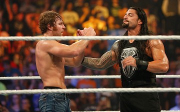 Current Intercontinental champion Dean Ambrose and three-time WWE World Heavyweight champion Roman Reigns in the ring together.