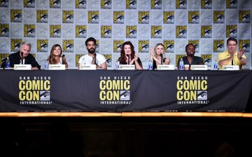 David Anders, Aly Michalka, Rahul Kohlie, Diane Ruggiero, Rose McIver, Malcom Goodwin and Rob Thomas attend the 'iZombie' panel during Comic-Con International 2016 at San Diego Convention Center. 