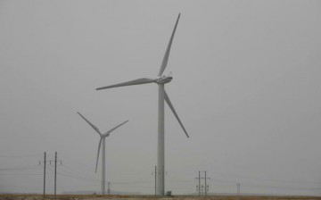 Wind turbines are seen at the Dagangzi Wind Farm on April 20, 2008, in Baicheng of Jilin Province, China.