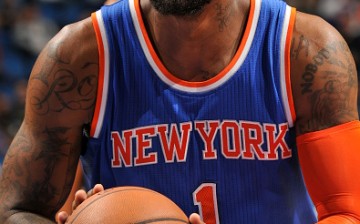 Amar'e Stoudemire prepares to shoot a free throw as a member of the New York Knicks during a game on February 11, 2015.