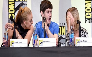 (L-R) Actors Sophie Turner, Iwan Rheon and Faye Marsay attend the 'Game Of Thrones' panel during Comic-Con International 2016 at San Diego Convention Center on July 22, 2016 in San Diego, California. 