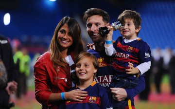Barcelona forward Lionel Messi and family.