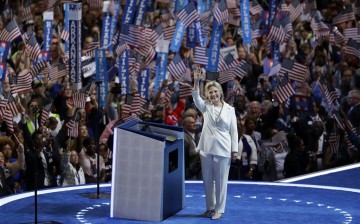Democratic presidential candidate Hillary Clinton takes the stage during the final day of the Democratic National Convention, Thursday, July 28, 2016, in Philadelphia.
