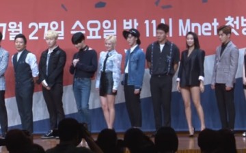 Girls’ Generation Hyoyeon is together with SM Entertainment label mates during the press conference of the new program “Hit The Stage.”