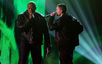 'Guilty Conscience' rappers Dr. Dre and Eminem perform onstage during The 53rd Annual GRAMMY Awards held at Staples Center on February 13, 2011 in Los Angeles, California. 