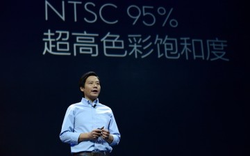 Lei Jun, chairman and CEO of China's Xiaomi Inc. presents the company's new product, the Mi Note on January 15, 2015 in Beijing, China.