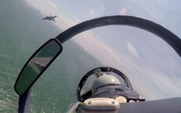 PLAAF Su-30MKK fighters over the South China Sea.